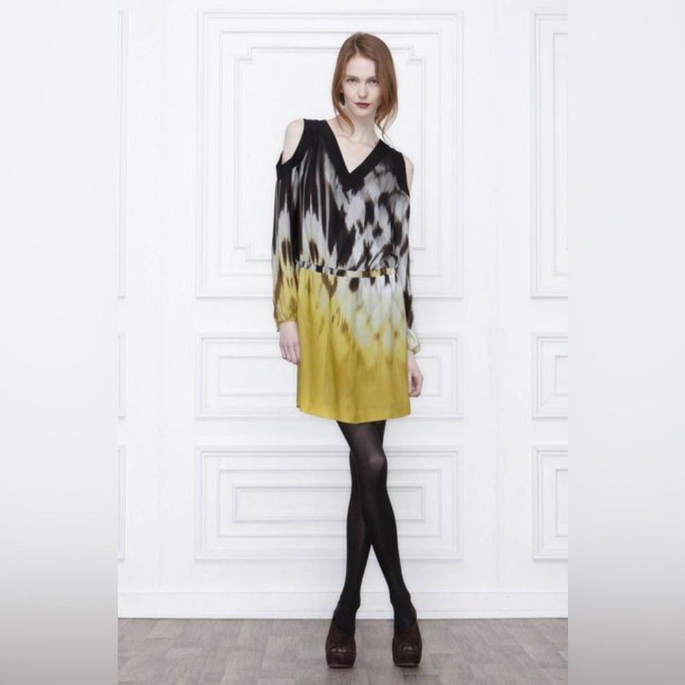 Leifsdottir Black and Yellow Ikat Dress